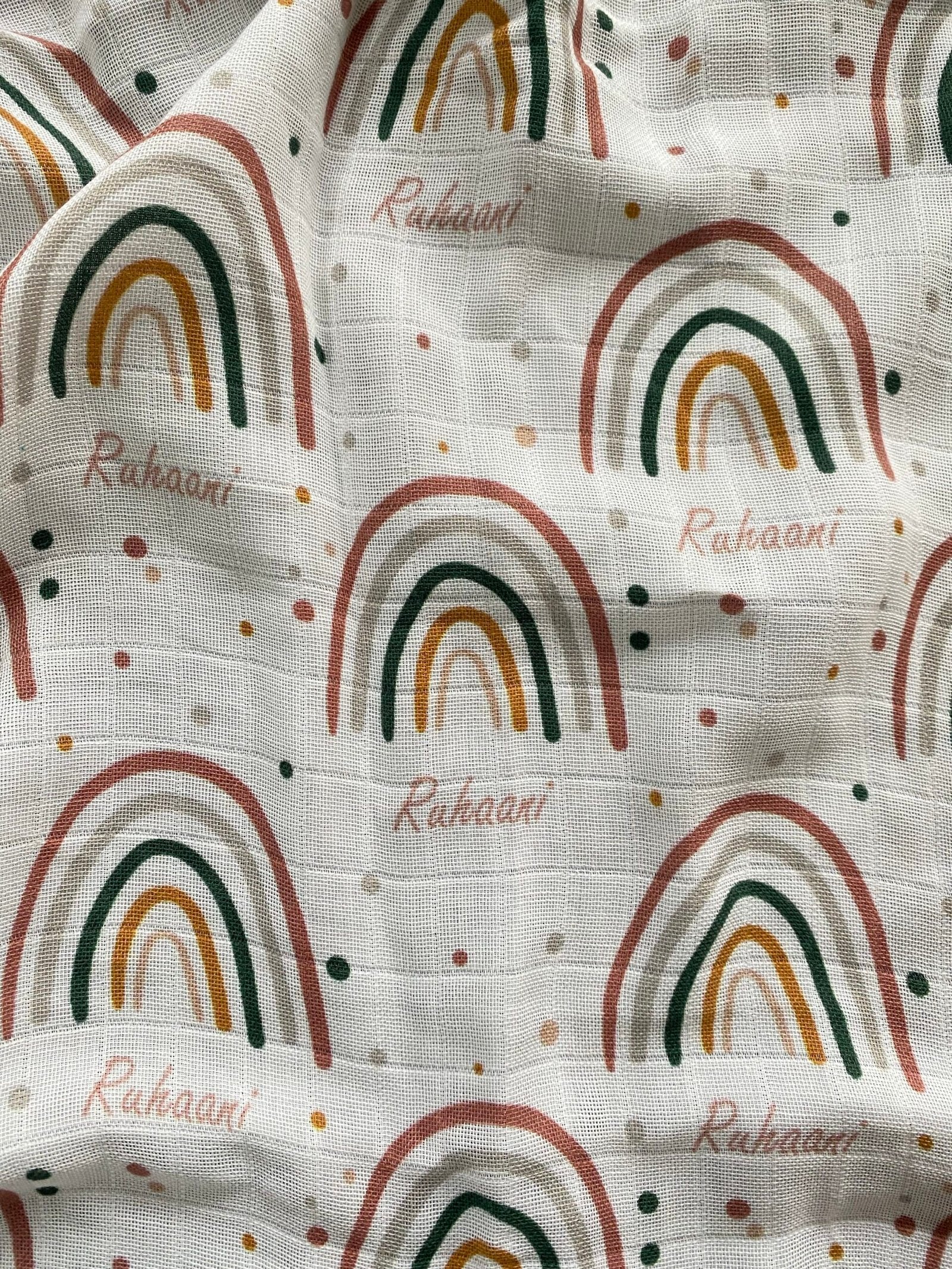 Rainbow and dots customised swaddle